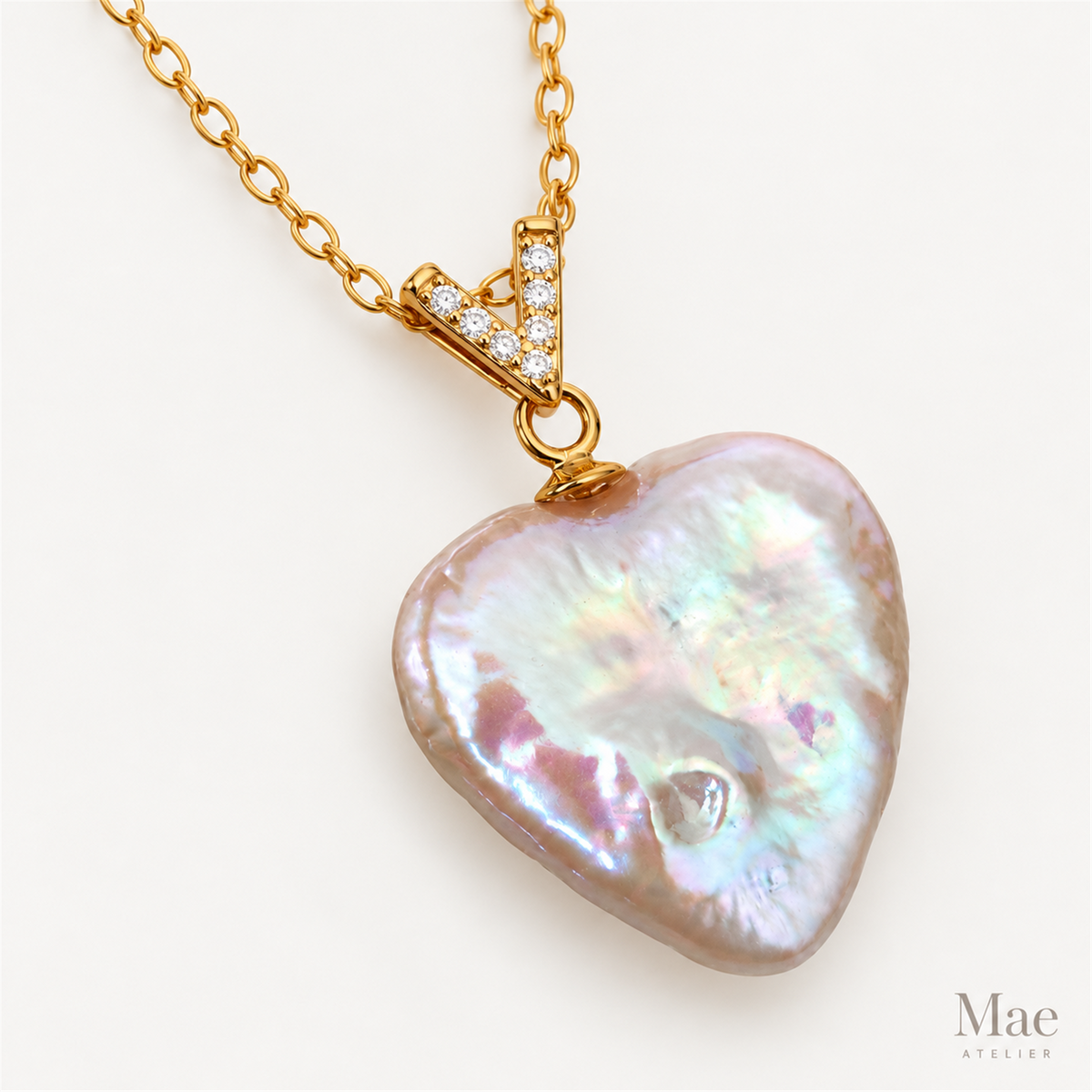 Heart Baroque Pearl Necklace — 18 mm — alternate angle