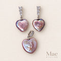 Purple heart pearl jewelry gift set – drop earrings and pendant in gift box